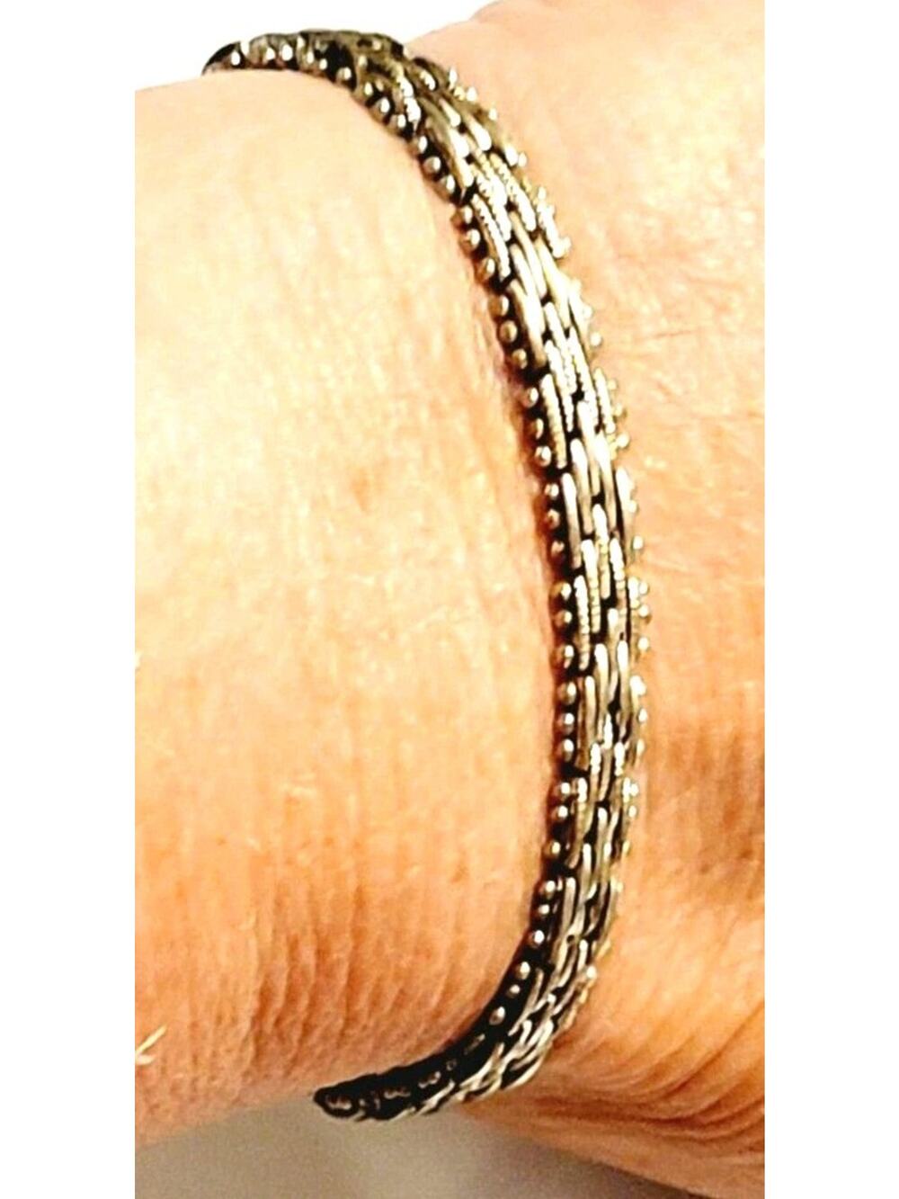 1970s Silver-tone Link Bracelet, 7" Edgy Statement Chain Vintage sbr-55‎
